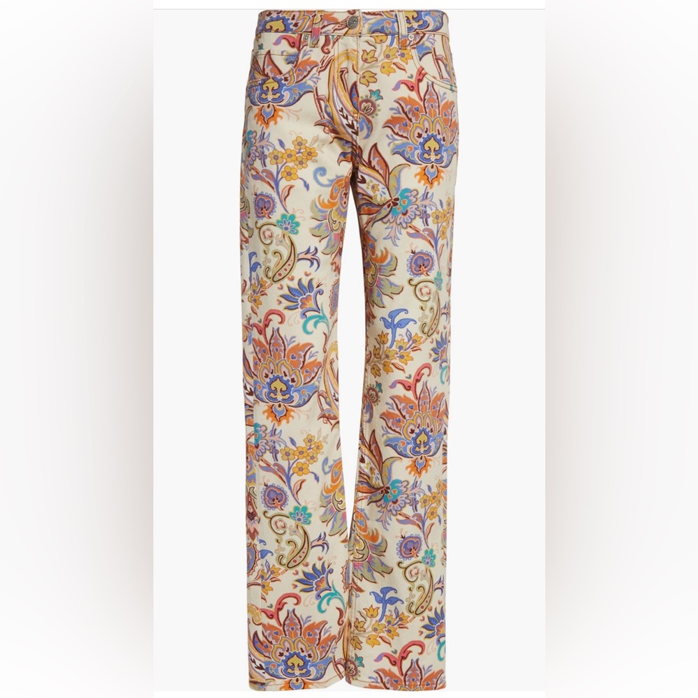 Etro Paisley Straight Leg Jeans Floral Pants sz 29
